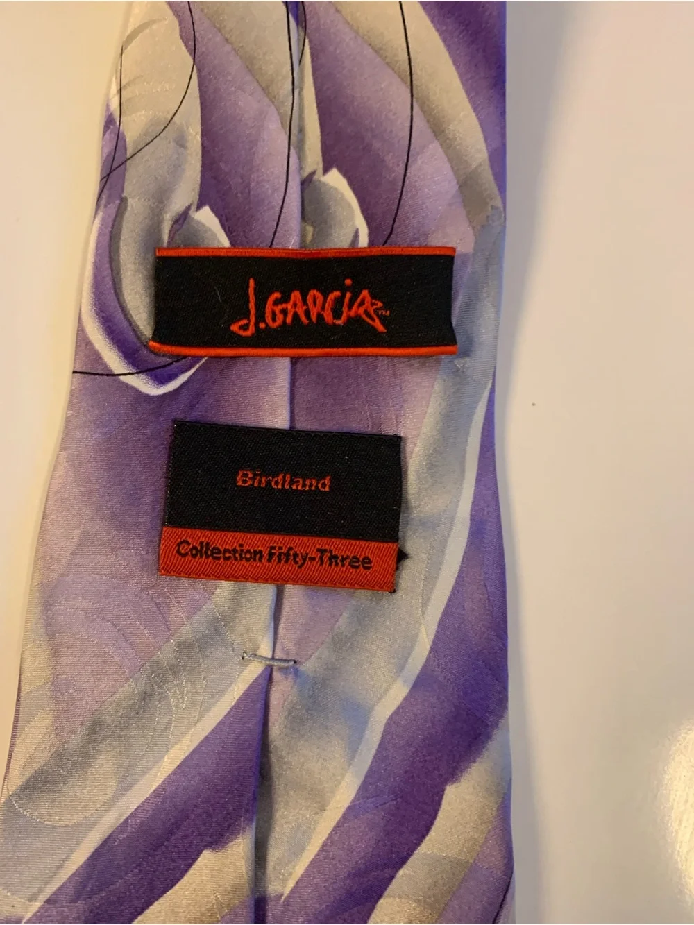 J. Garcia Purple and Cream Abstract Stripe Tie